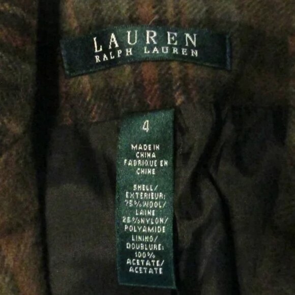 Vintage Lauren, Ralph Lauren: Plaid Wool Blazer Brown Sz 4 - Picture 3 of 5